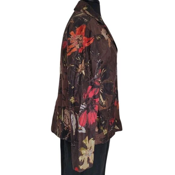 Chico’s Shacket Womens Sz 2 L Button Up Fall Frolic Fuego Hot Fudge Brown - Picture 3 of 8